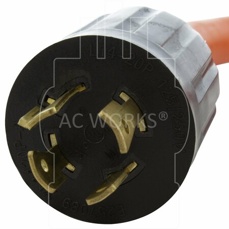 Ac Works 1.5FT L14-20P 20A 4-Prong Locking Plug to 4 NEMA 5-15/20R Connectors L1420F520-018